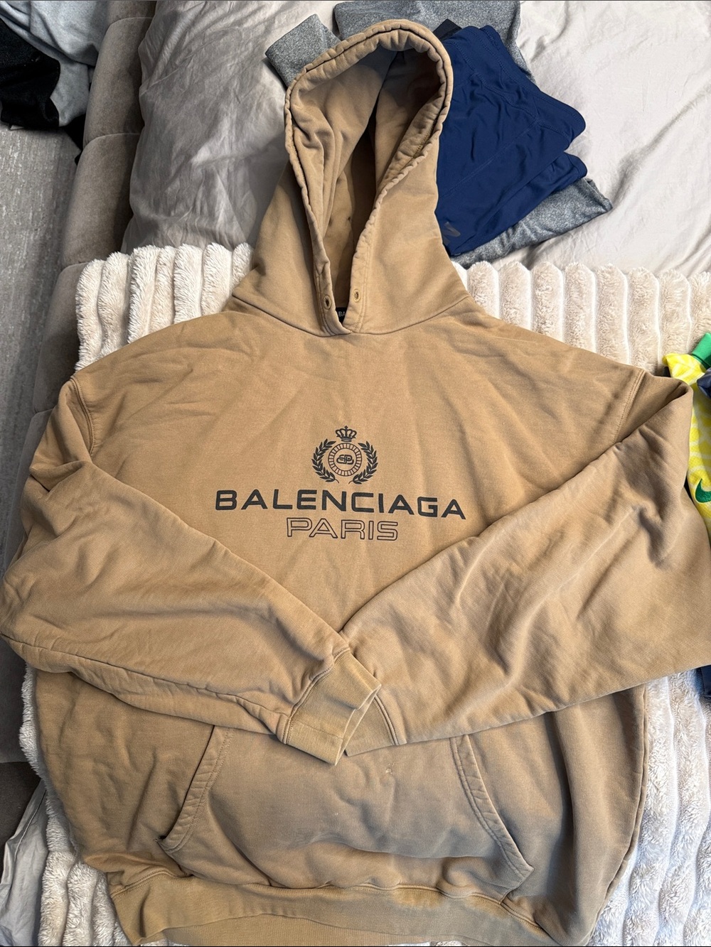 Balenciaga Paris Men's Beige/Tan Pullover Hoodie